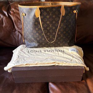Louis Vuitton Neverfull Tote Bag GM Brown Monogram with Original Box & Bag